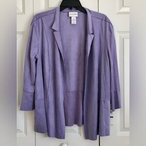 ALFRED DUNNER WOMEN'S SIZE XL JACKET FAUX SUEDE OPEN FRONT FLUTTER SLEEVE PS277